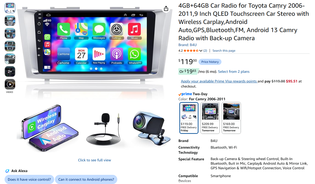Smart Car Stereo Toyọta Caṃry