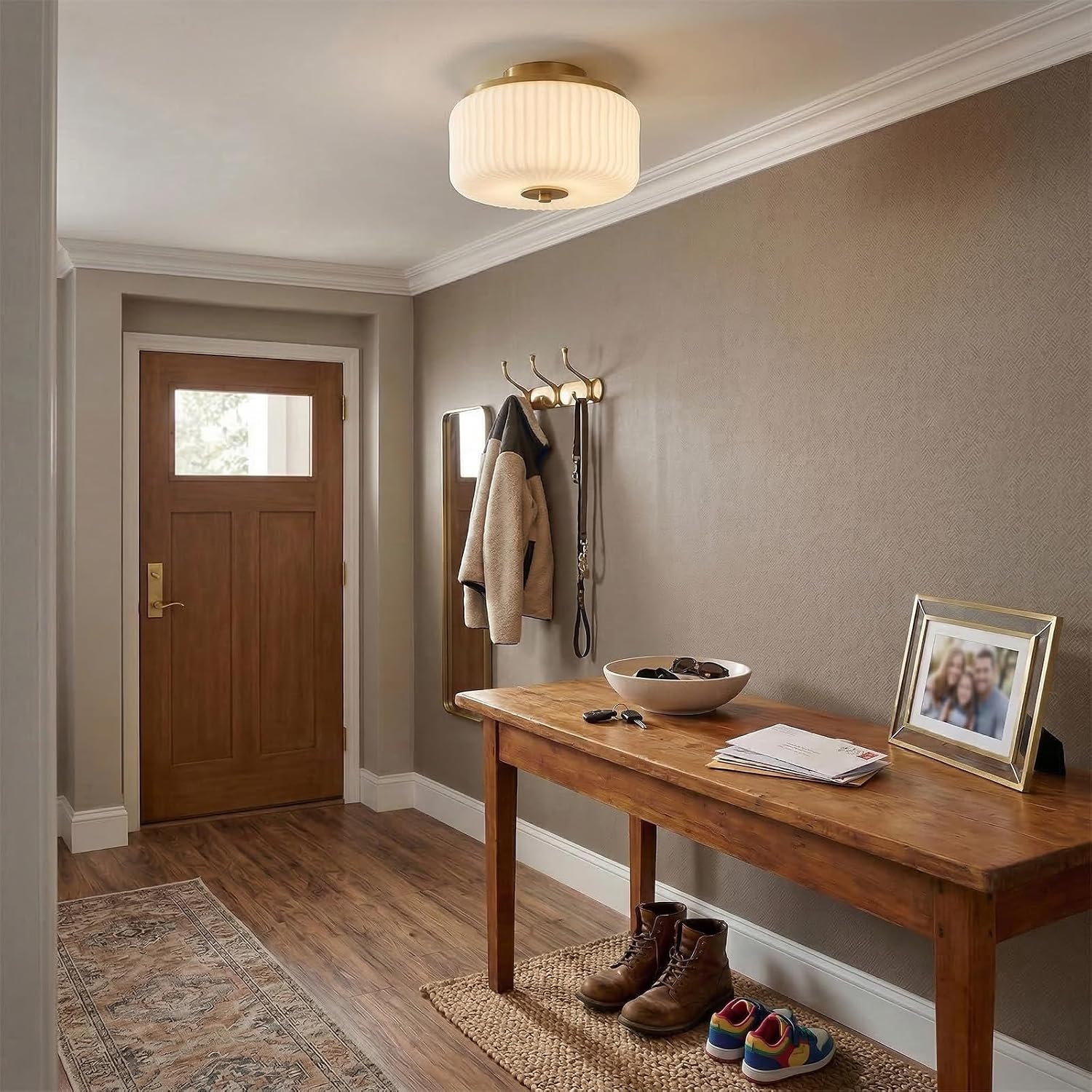 3-Light Gold Semi Flush Mount Ceiling Light