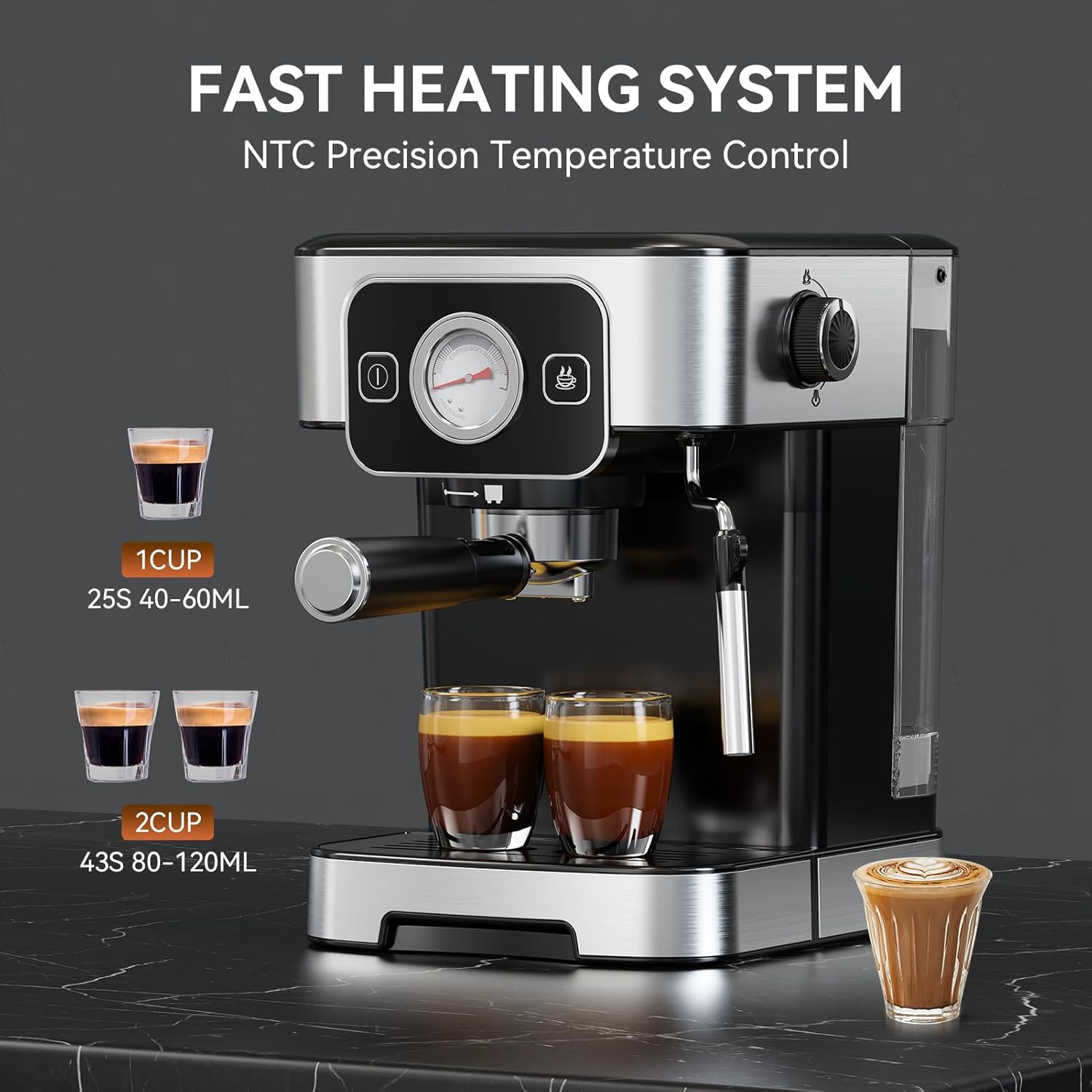Espresso Machine 20 Bar with Steam Milk Frother,