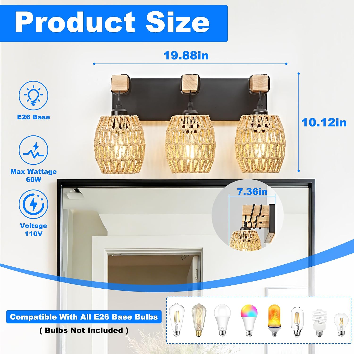 3-Light Bathroom Vanity Light Fixtures