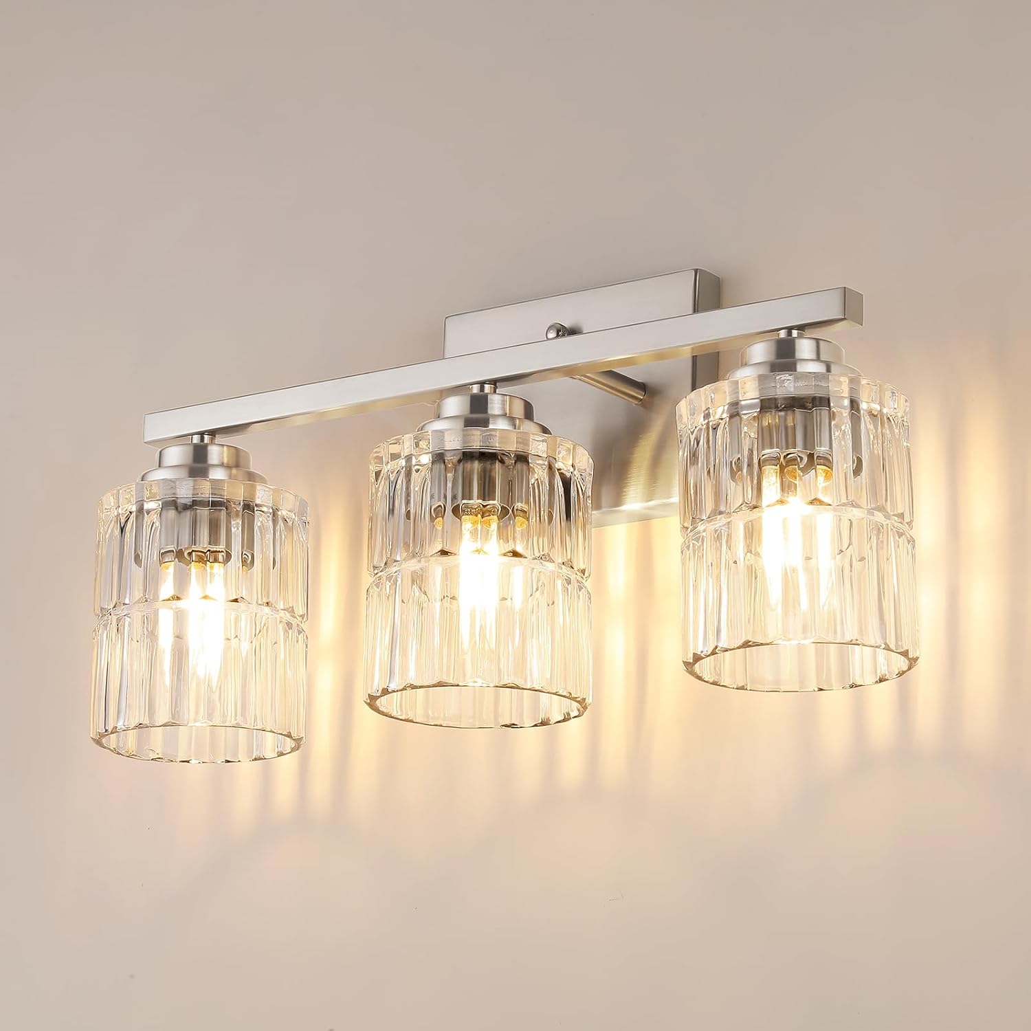 3-Light Brushed Nickel Vanity Light Fixture