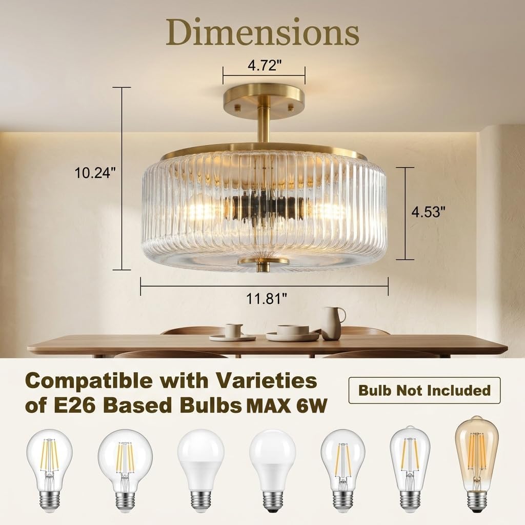 Modern Semi Flush 3-Light
