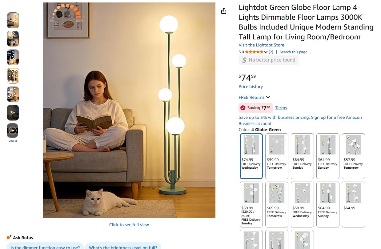 Globe Floor Lamp 4-Lights Dimmable