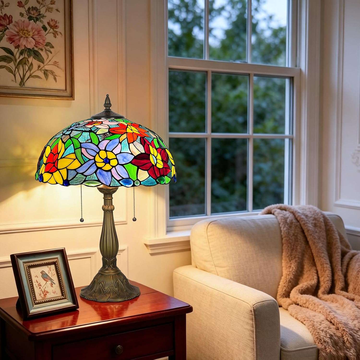 Antique Tiffany Pendant Light Fixture Stained GlasS