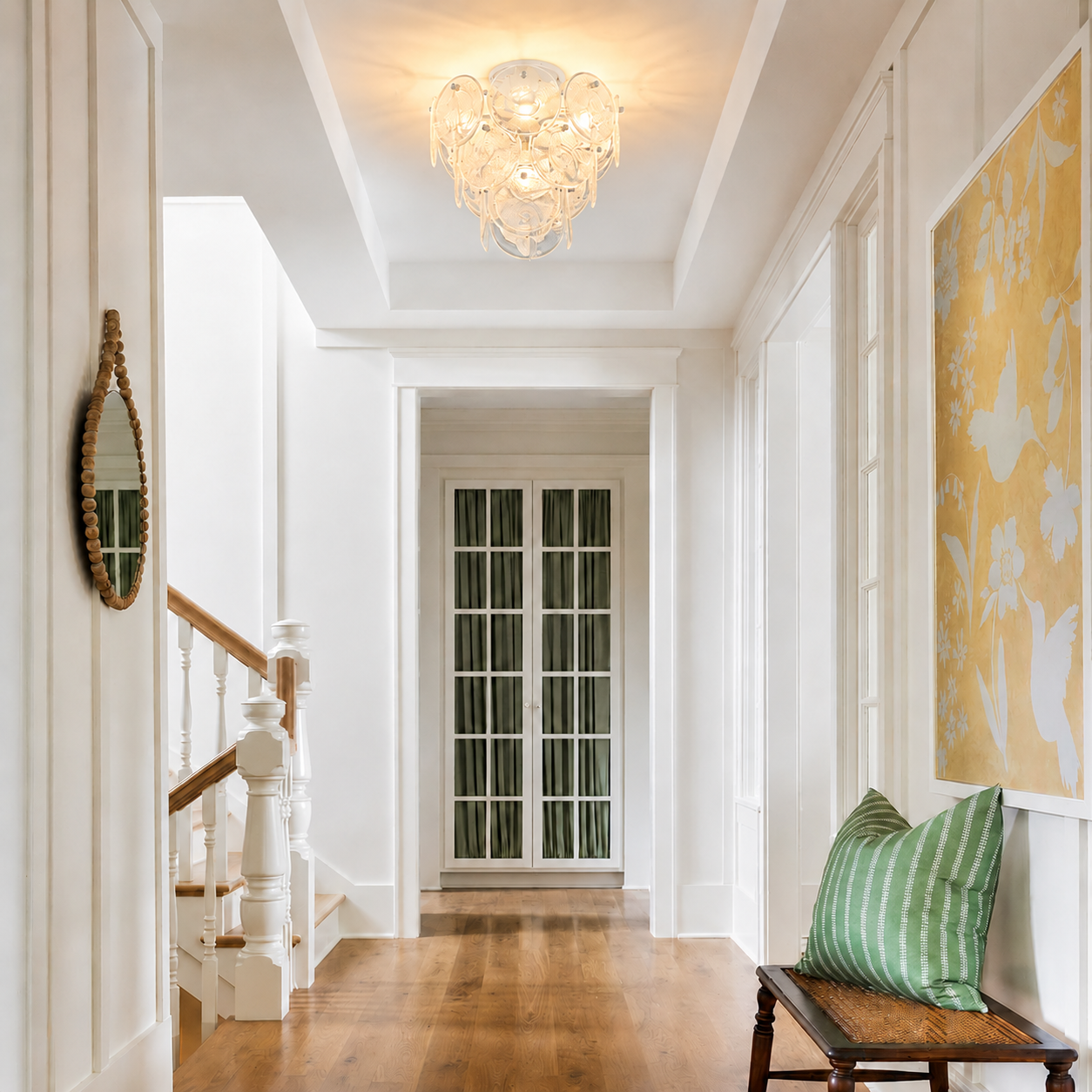 Modern Glass Flush Mount Light Fixture 4-Light Chandelier