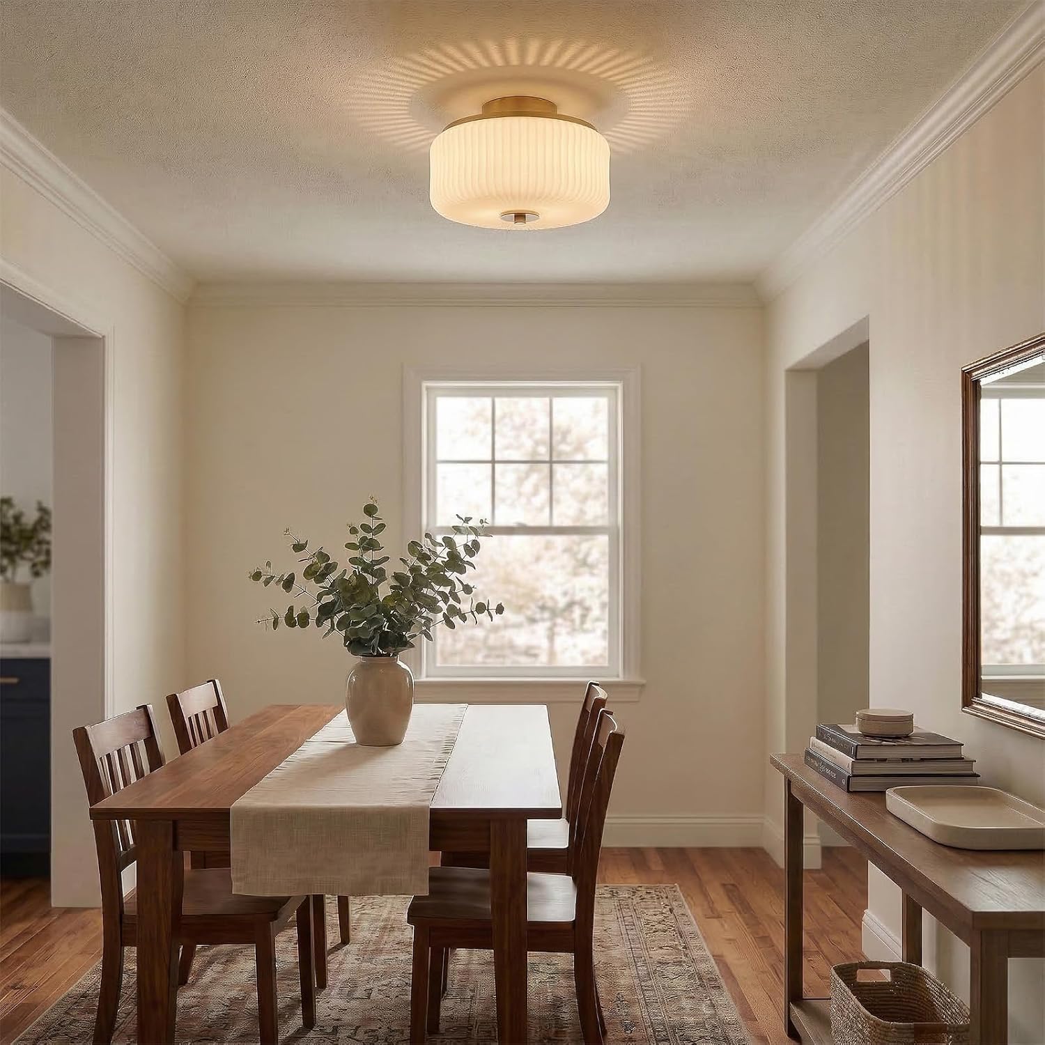 3-Light Gold Semi Flush Mount Ceiling Light