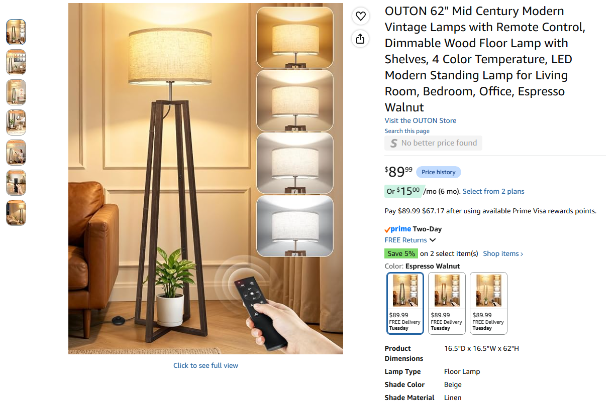 Mid Century Modern Vintage Lamp With Remote