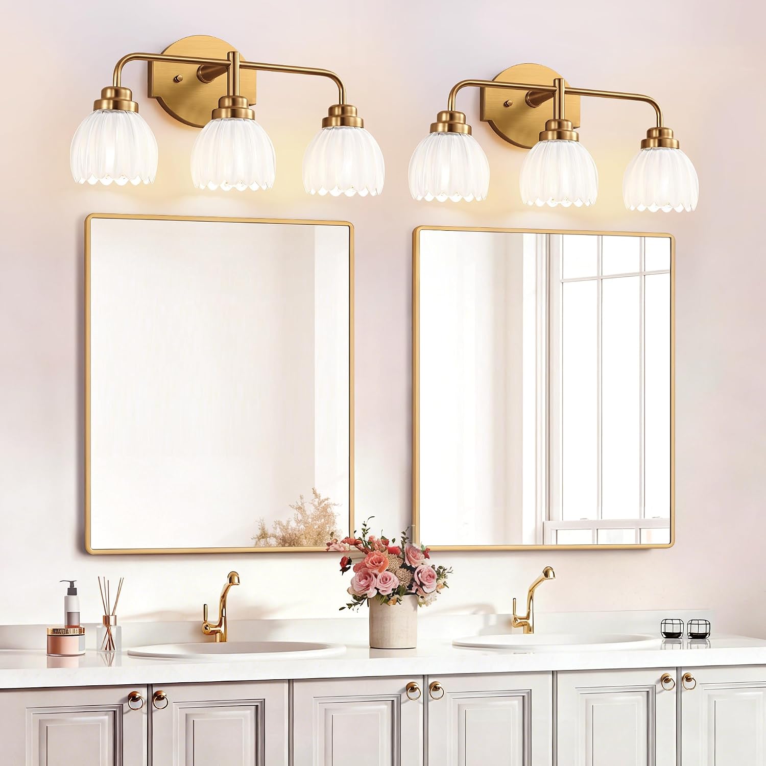 Vintage Vanity 3 Light Gold Bathroom