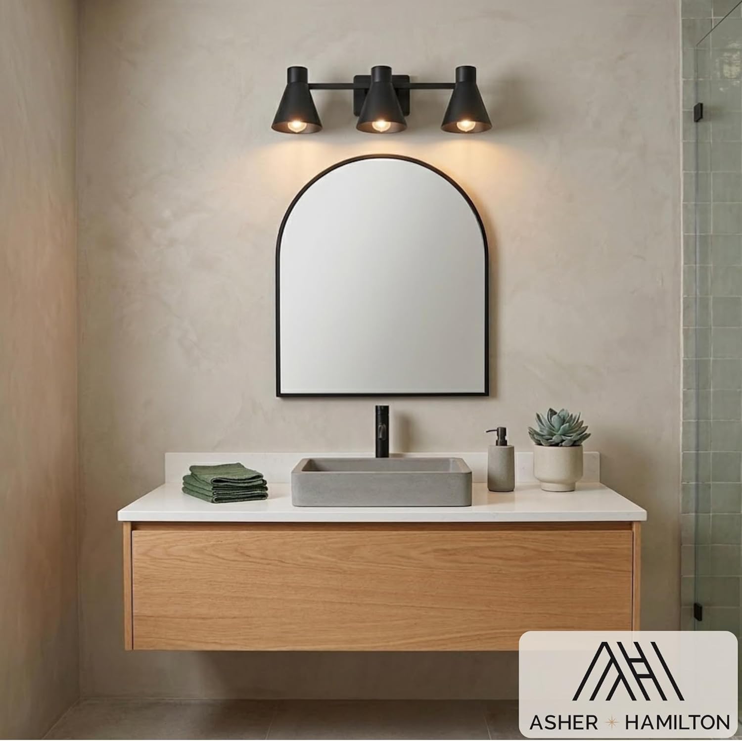 3-Light Light Fixture - Black
