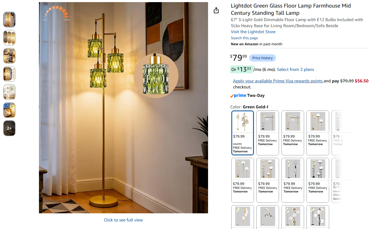 Glass Floor Lamp with LED Bulbs Included,