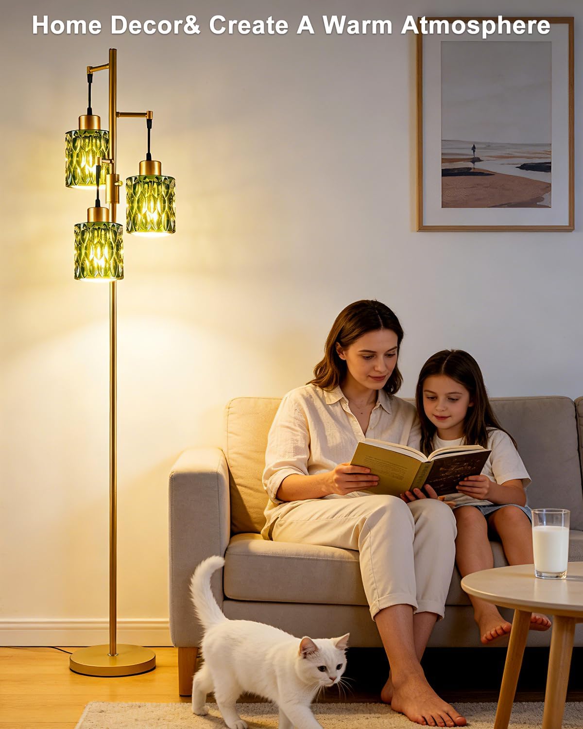Glass Floor Lamp with LED Bulbs Included,
