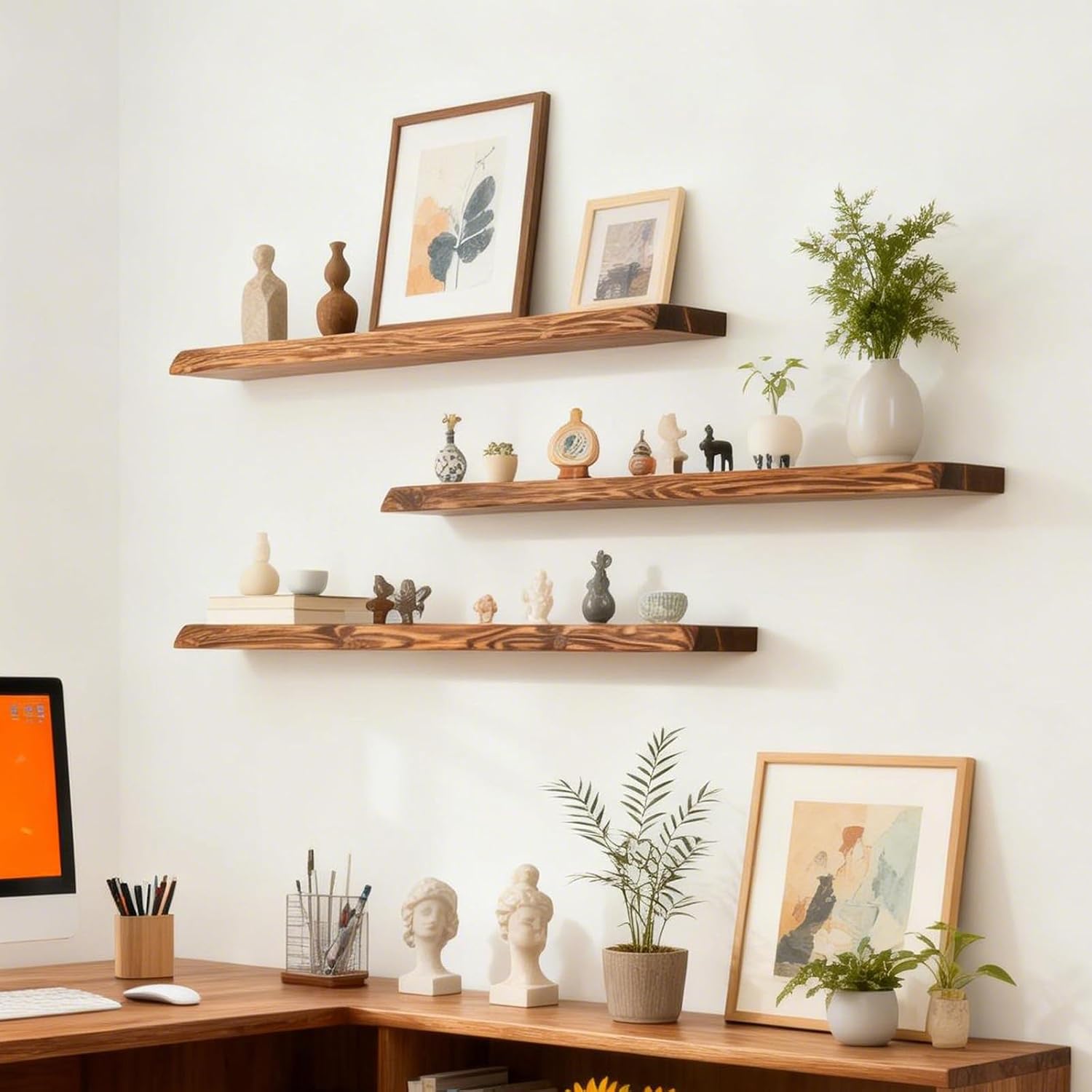 Live Edge Floating Shelves - Solid Spruce - 2PK