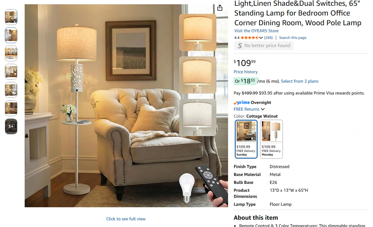 Dimmable Farmhouse Floor Lamp
