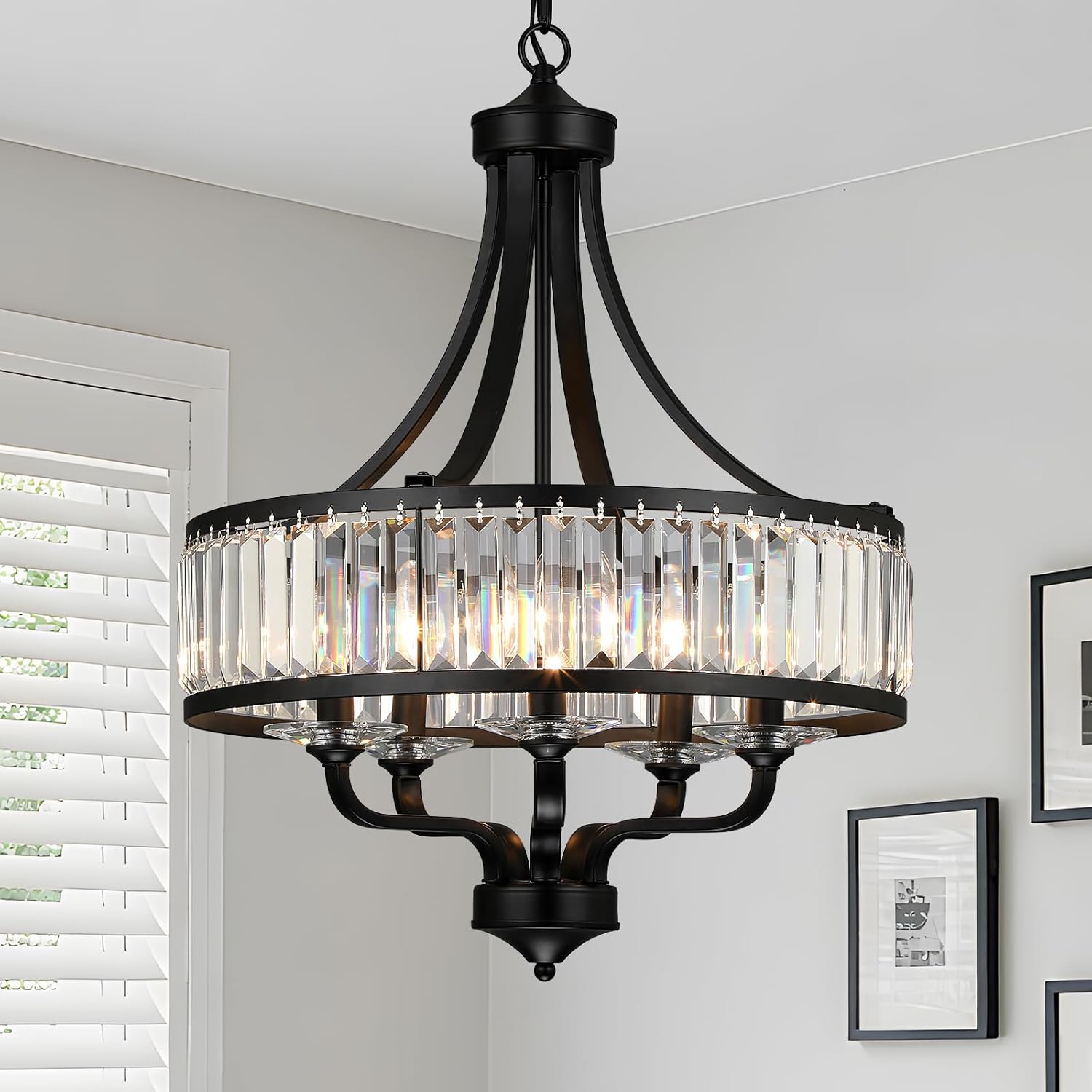 5-Light Black Crystal Chandelier