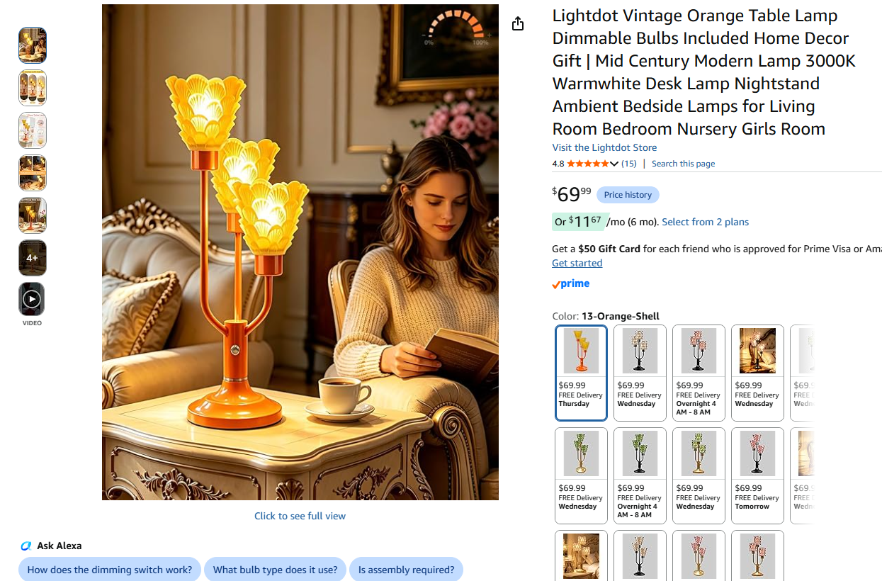 Vintage Table Lamp Dimmable