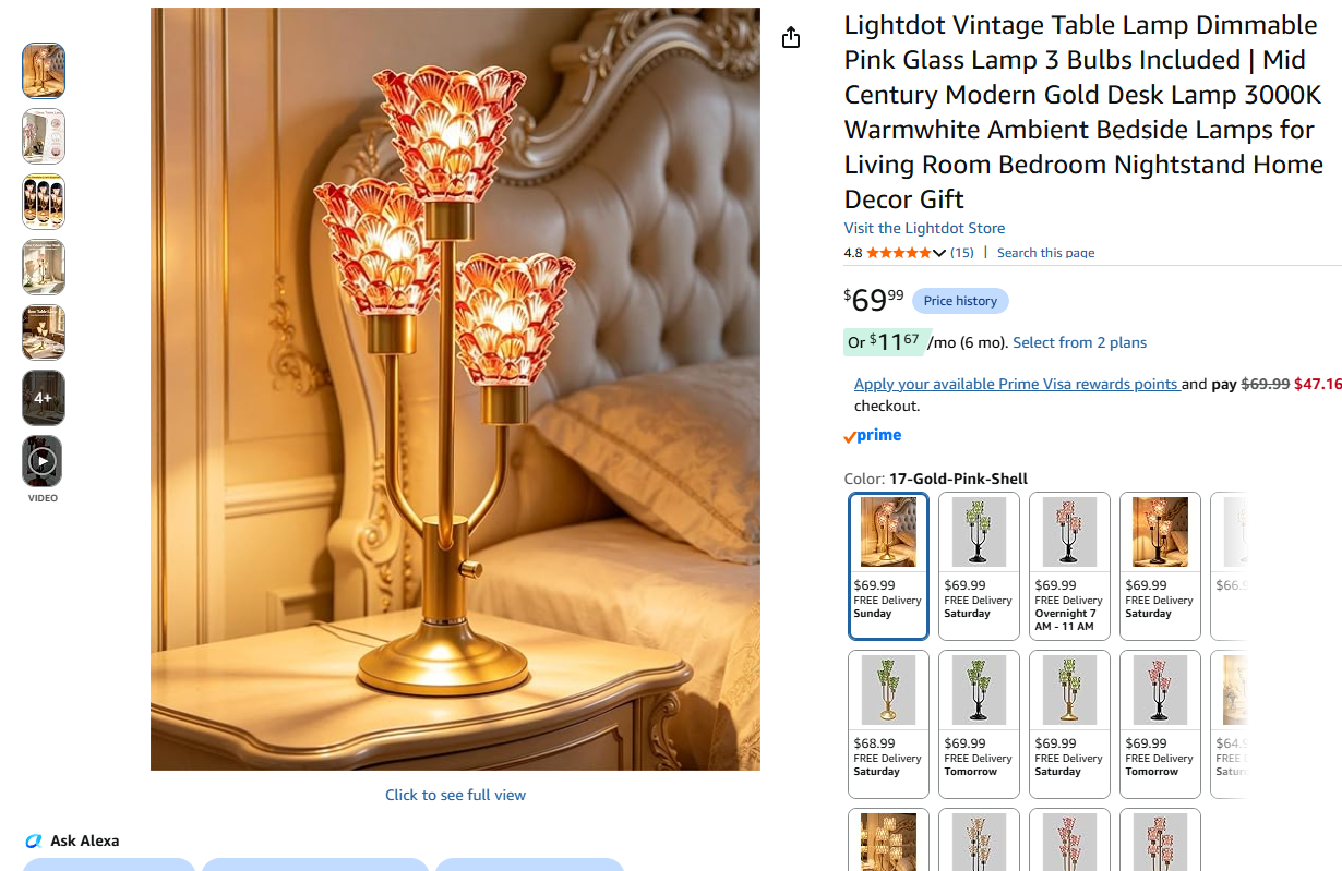 Vintage Table Lamp Dimmable - 3 Light