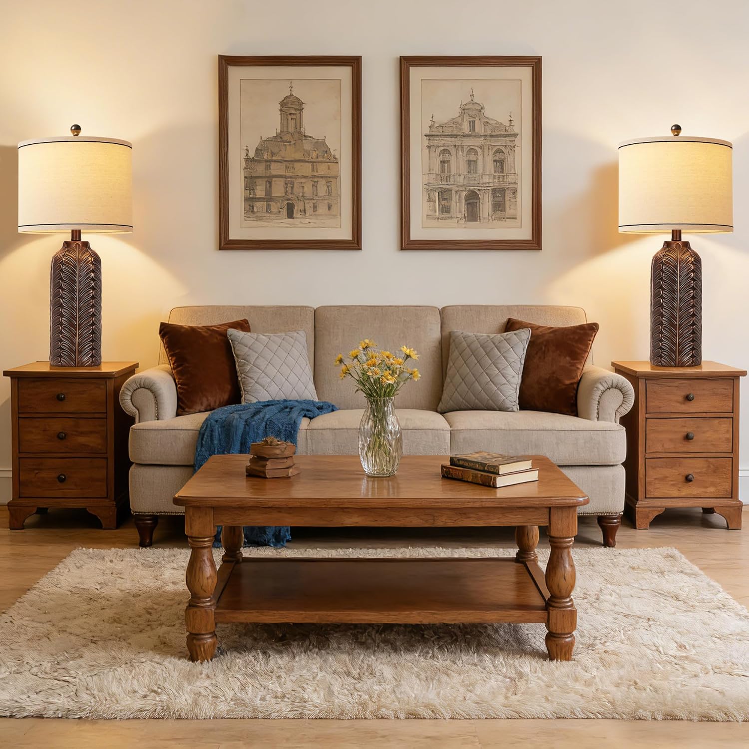 Resin Table Lamps Set of 2,