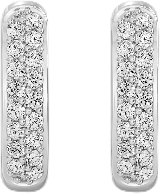 Gilded Diamond 0.25 Cttw Prong Huggie Earrings Silver