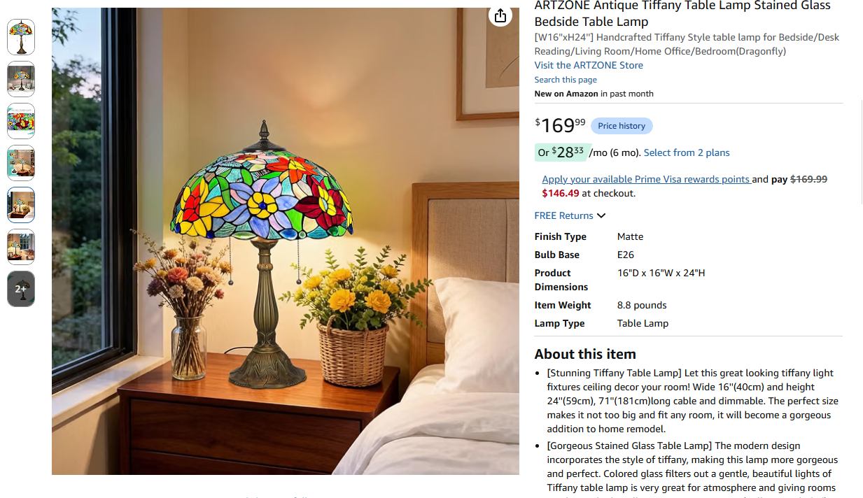 Antique Tiffany Pendant Light Fixture Stained GlasS