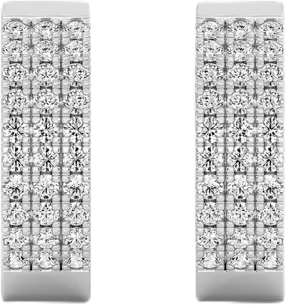 Gilded Diamond 0.25 Cttw Prong Huggie Earrings 14KT Gold Plated Silver