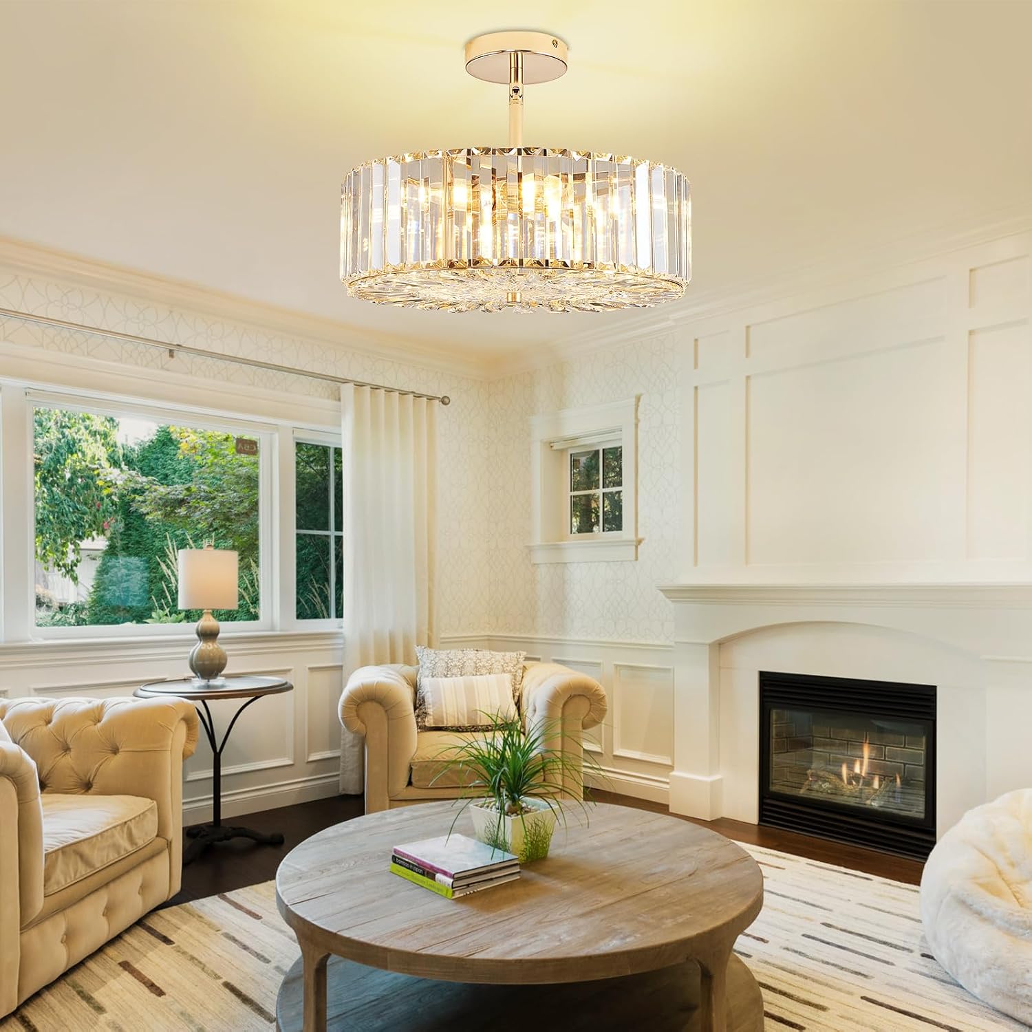 Modern Gold Crystal Chandelier,4-Light