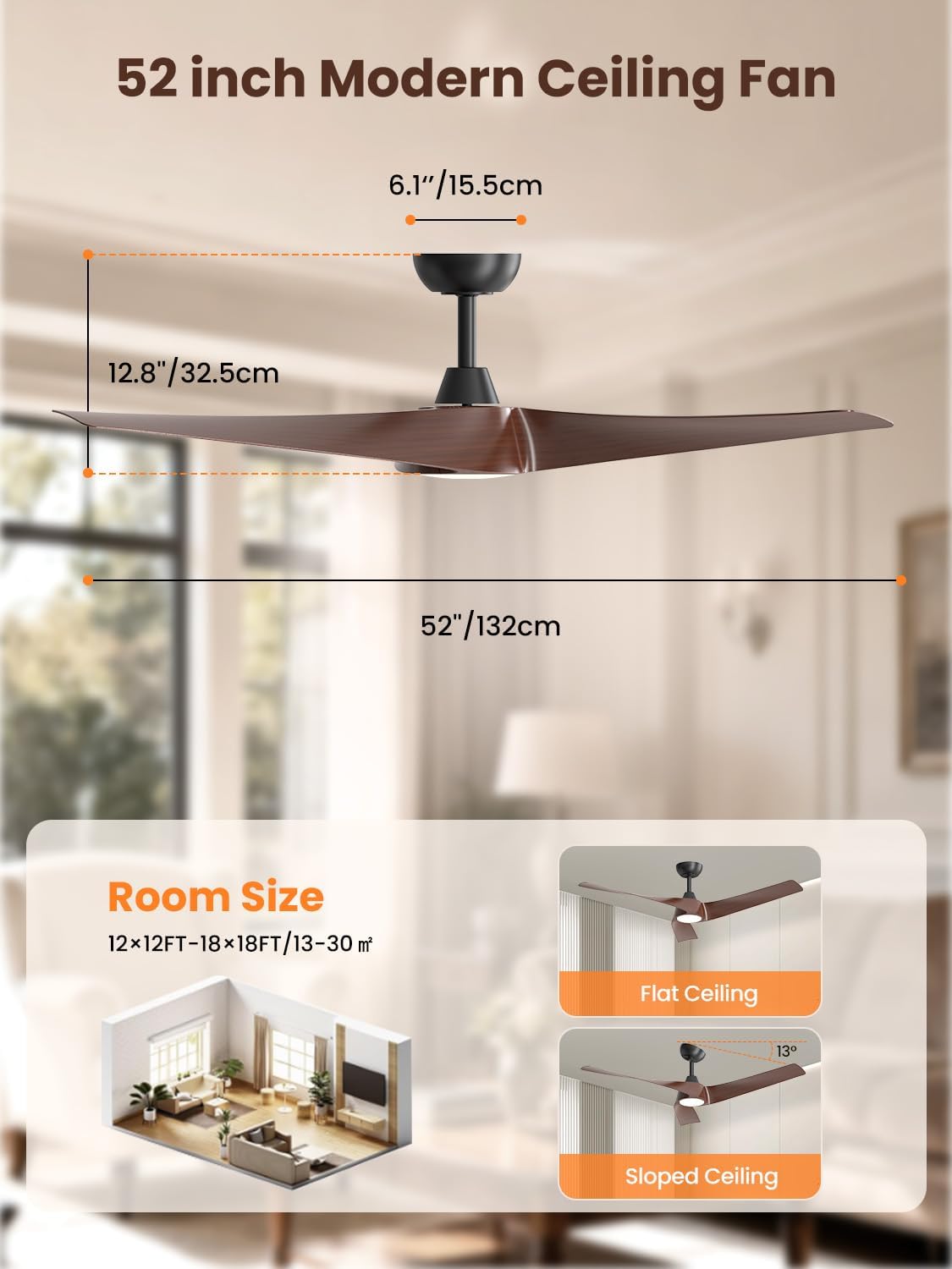 Modern Ceiling fan with Light with remote