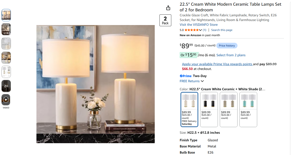 Modern Ceramic Table Lamps Set of 2