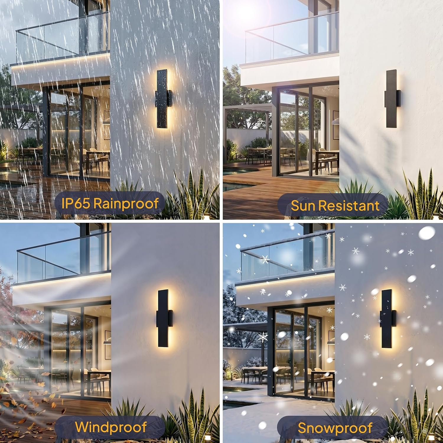 LED Outdoor Wall Lights Dimmable - 2Pack