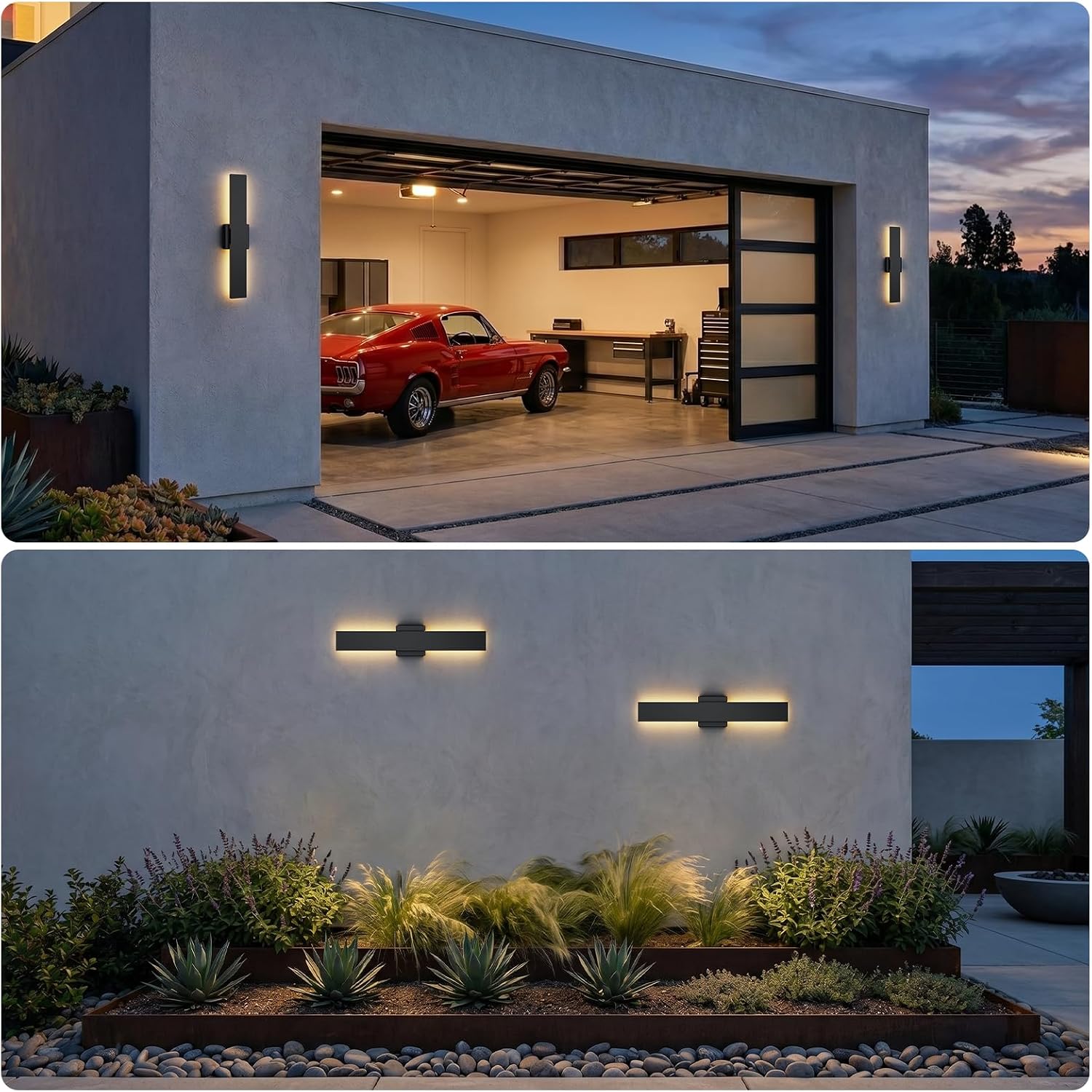 2 Pack Modern LED Outdoor Wall Light