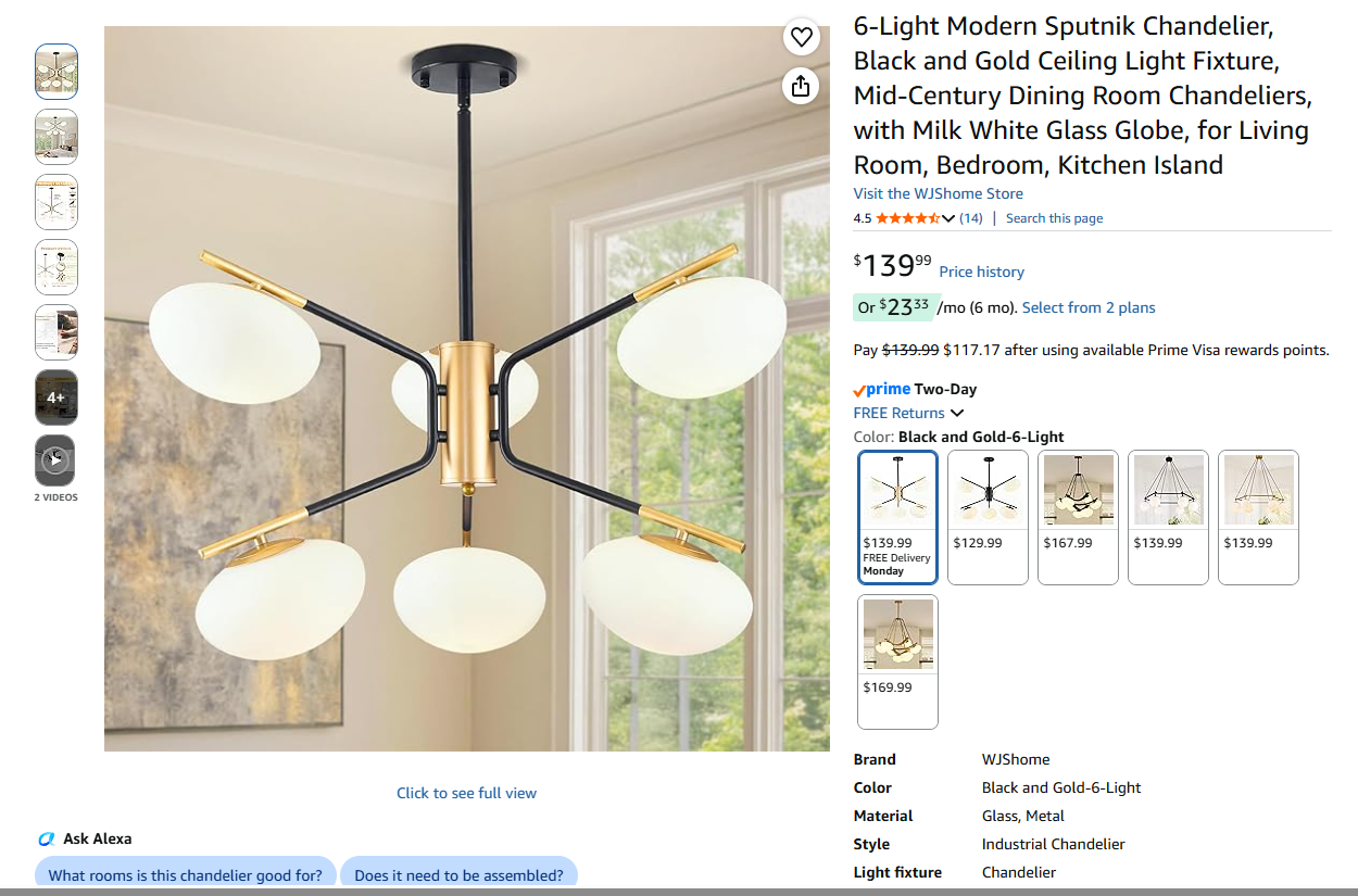 Modern Sputnik Chandelier,
