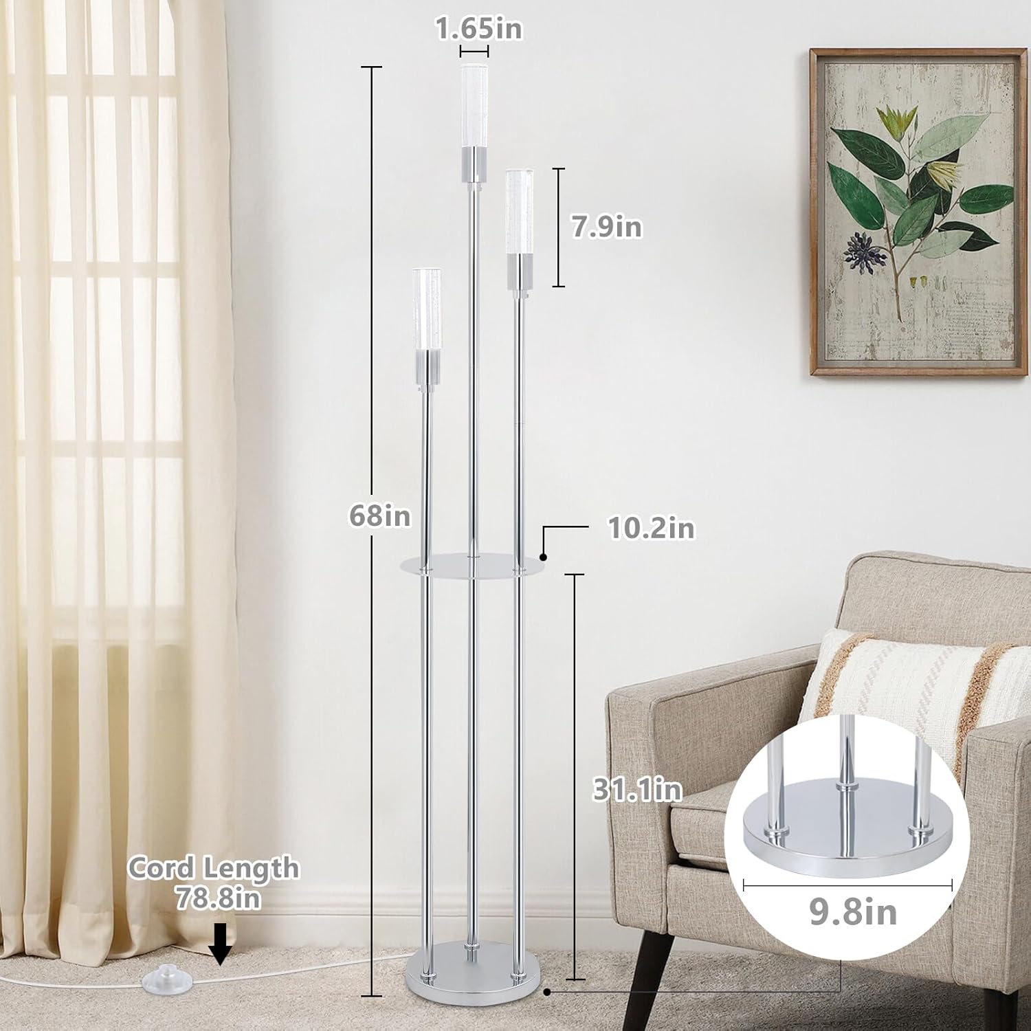 Crystal Floor Lamp with Shelves