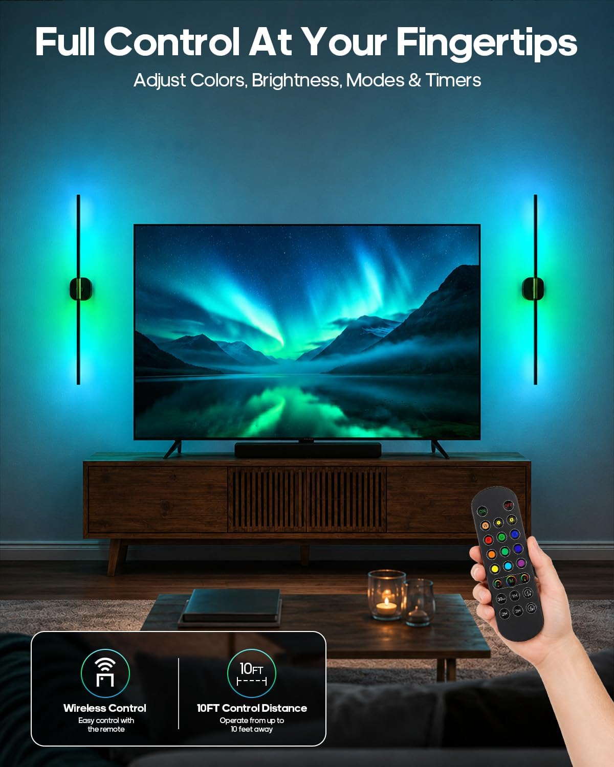 Rechargeable RGB Wall Sconce with 2 Pack,