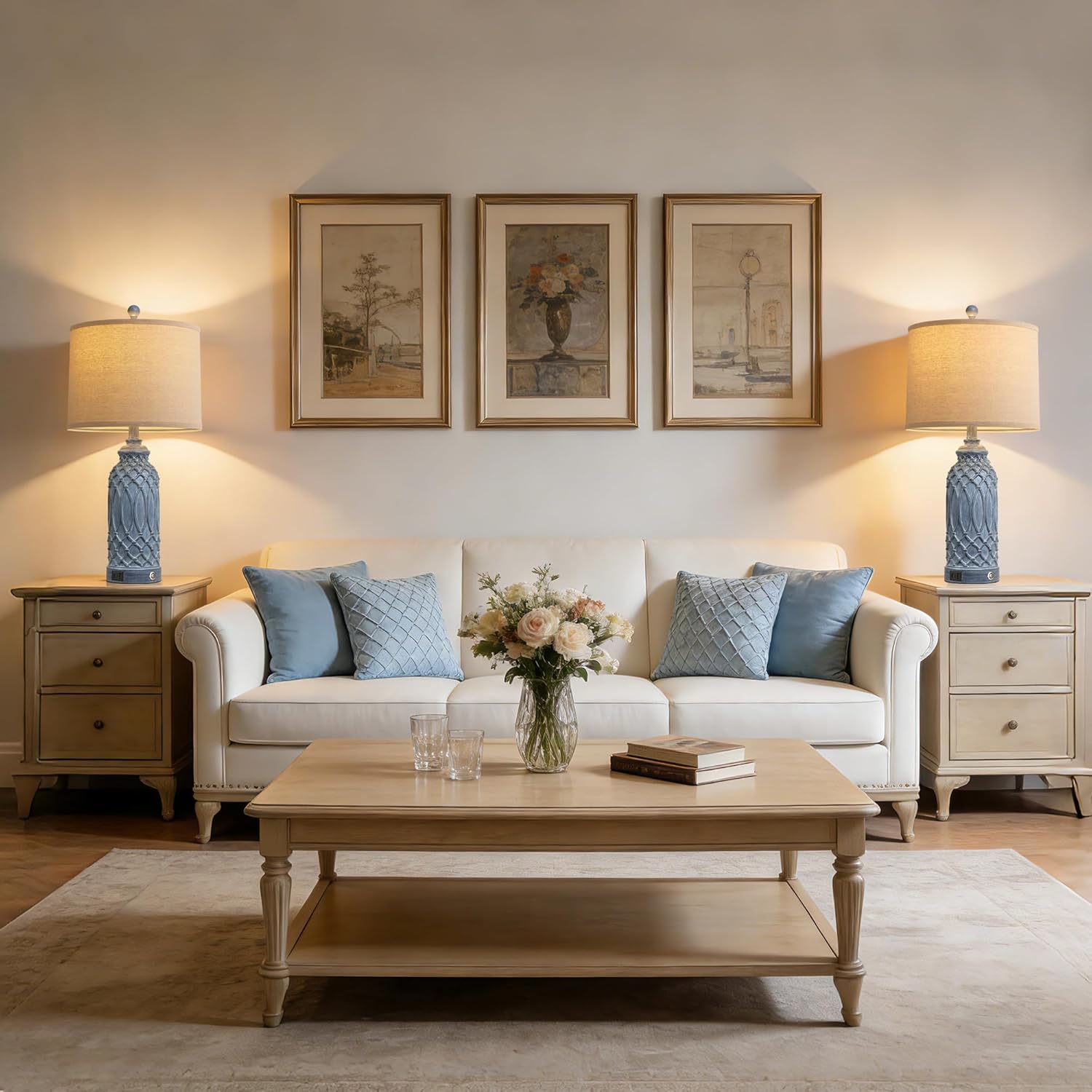 Woven Resin Table Lamps Set of 2,