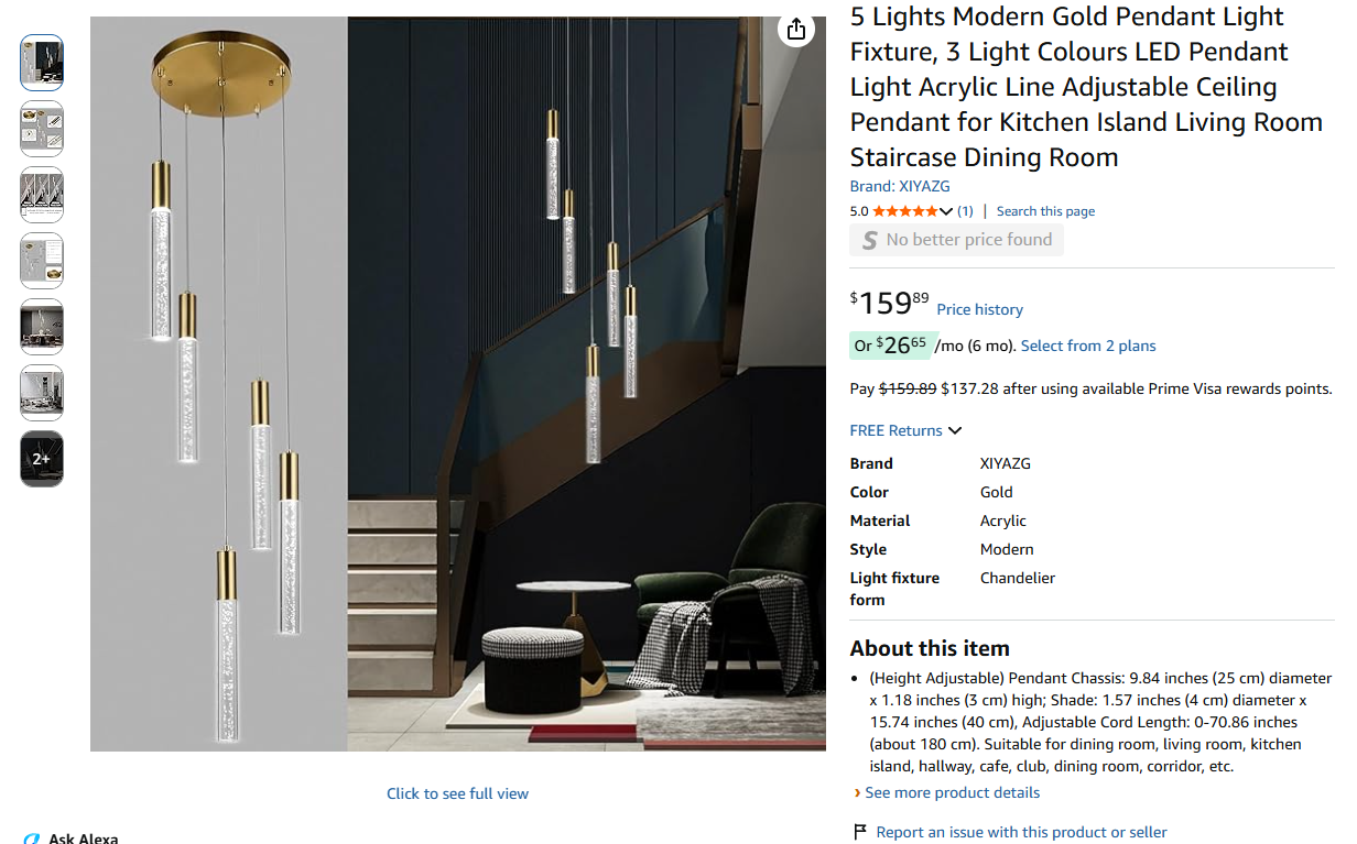 Modern Gold Pendant Light