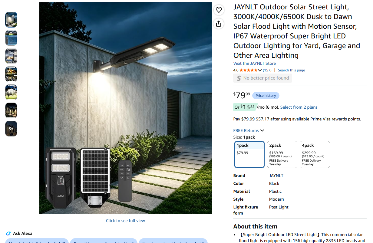 Outdoor Solar Light - Dusk to Dawn