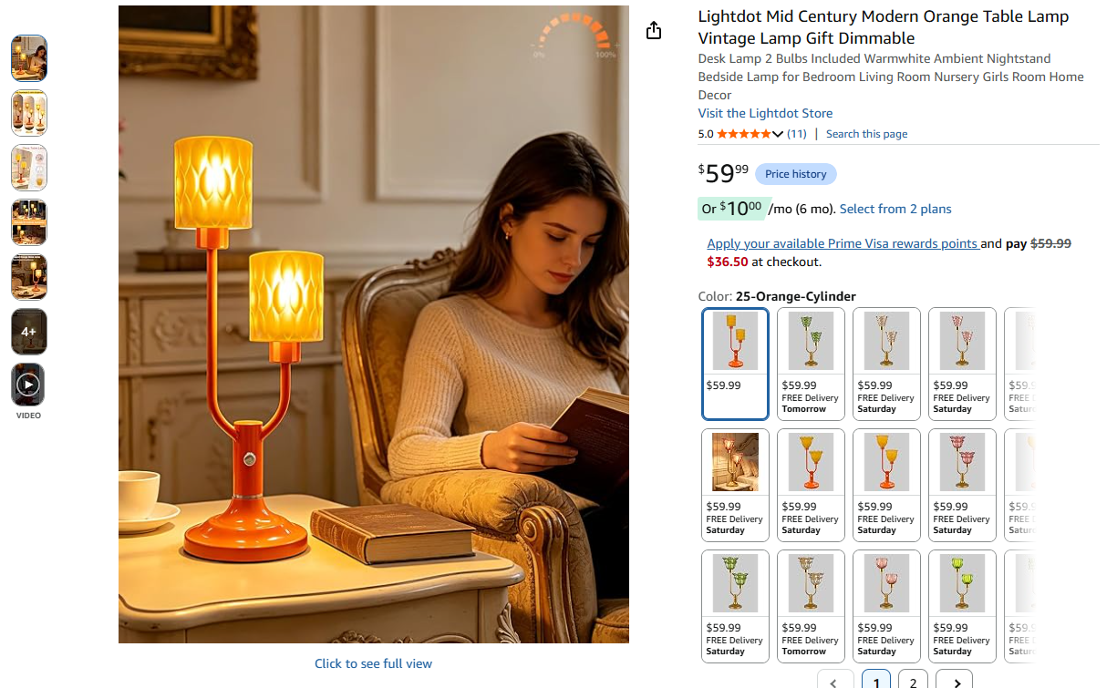 Mid Century Modern Table Lamp Vintage