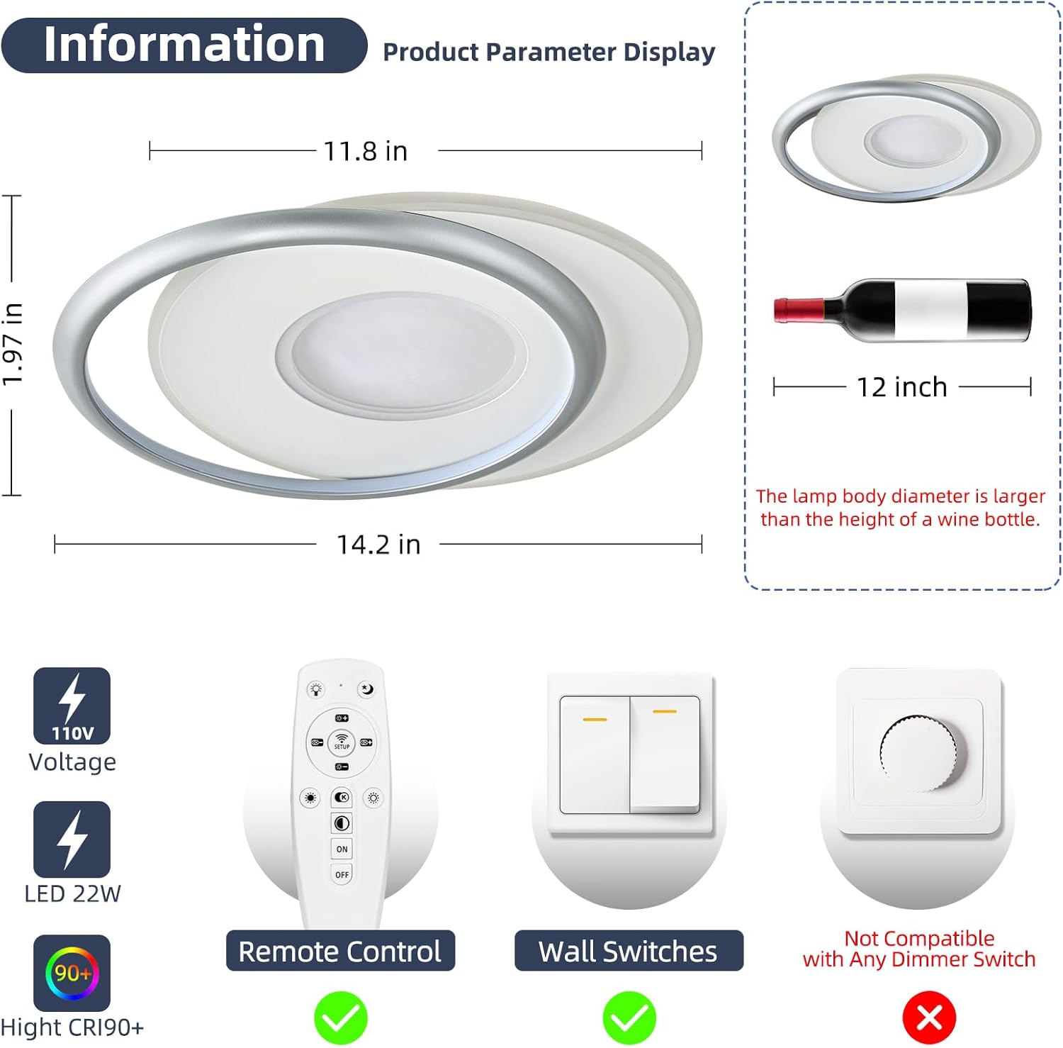 Modern LED Ceiling Light with Remote