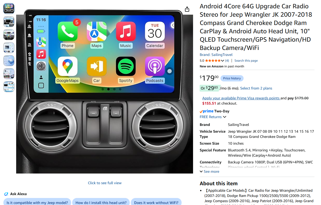 Smart Car Stereo Jeep Wrangler, Cherokee, Dodge