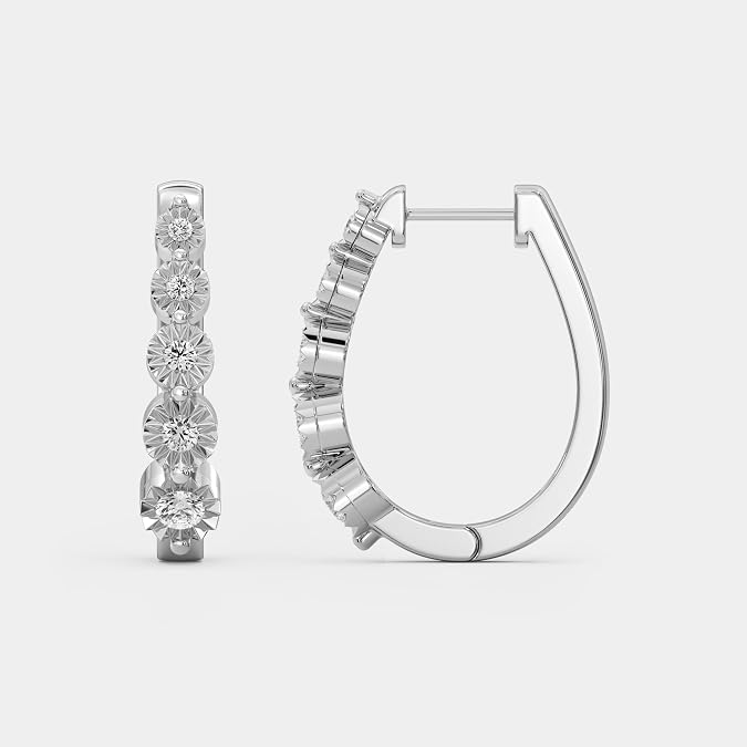 Sterling Silver Diamond Hoop Earrings