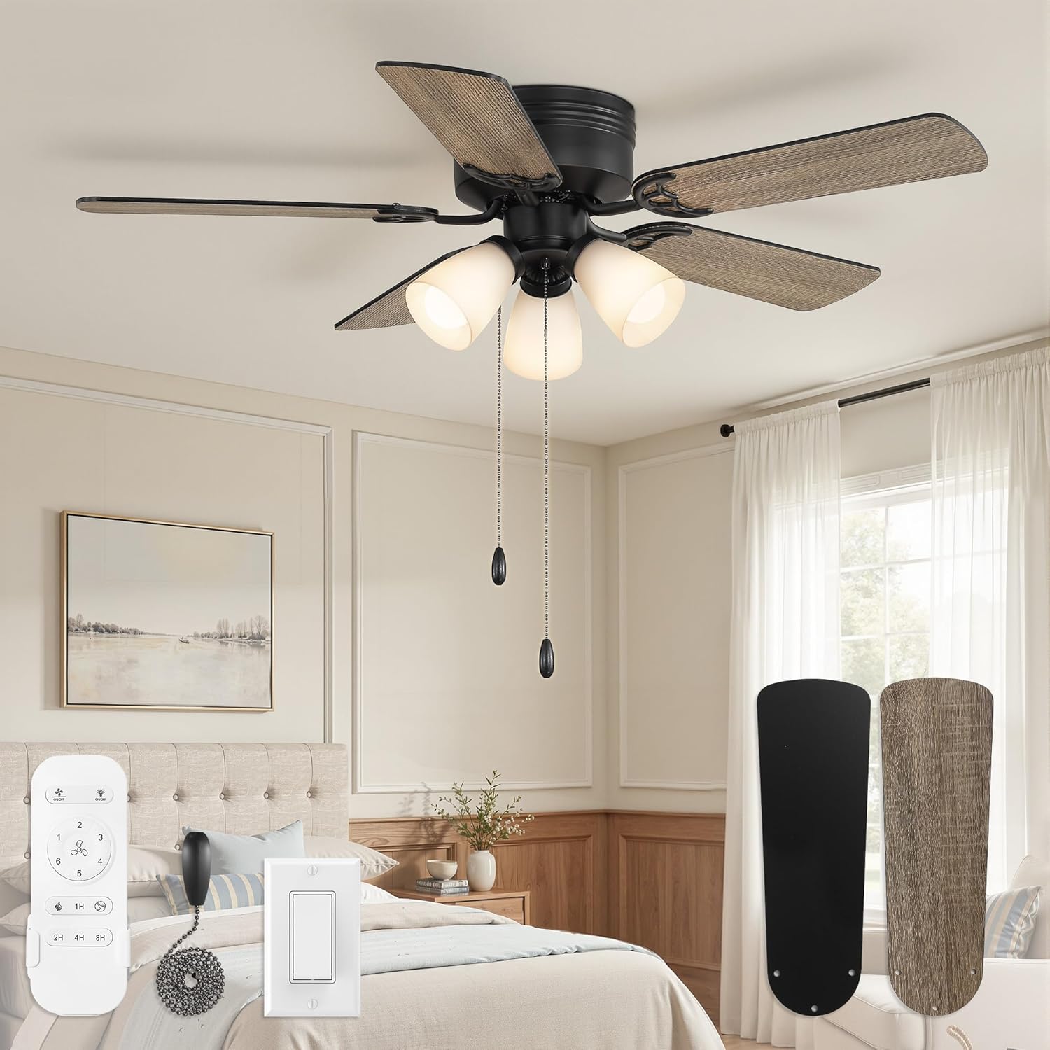 Ceiling Fans with Light, 6 Speeds