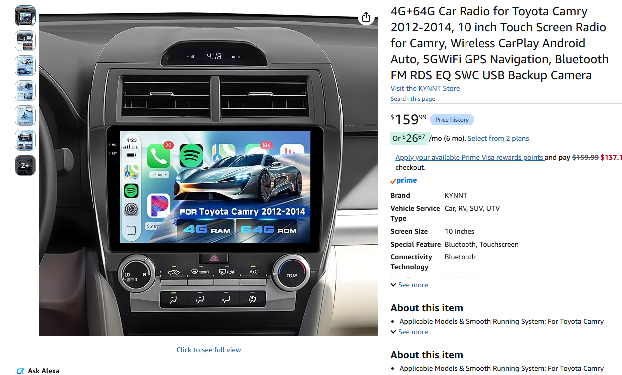 Smart Car Stereo Toyota Camry