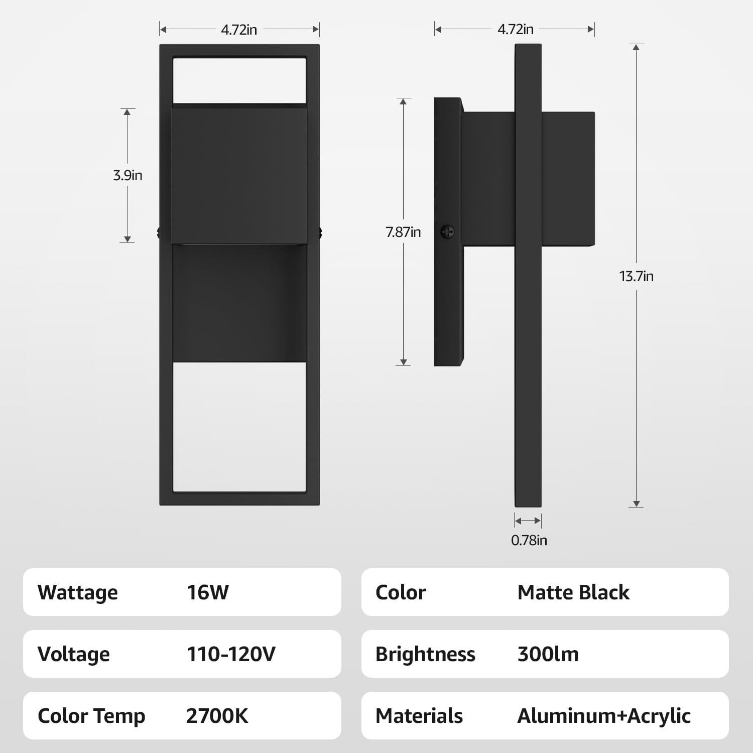 2-Pack Modern Outdoor Wall Lights