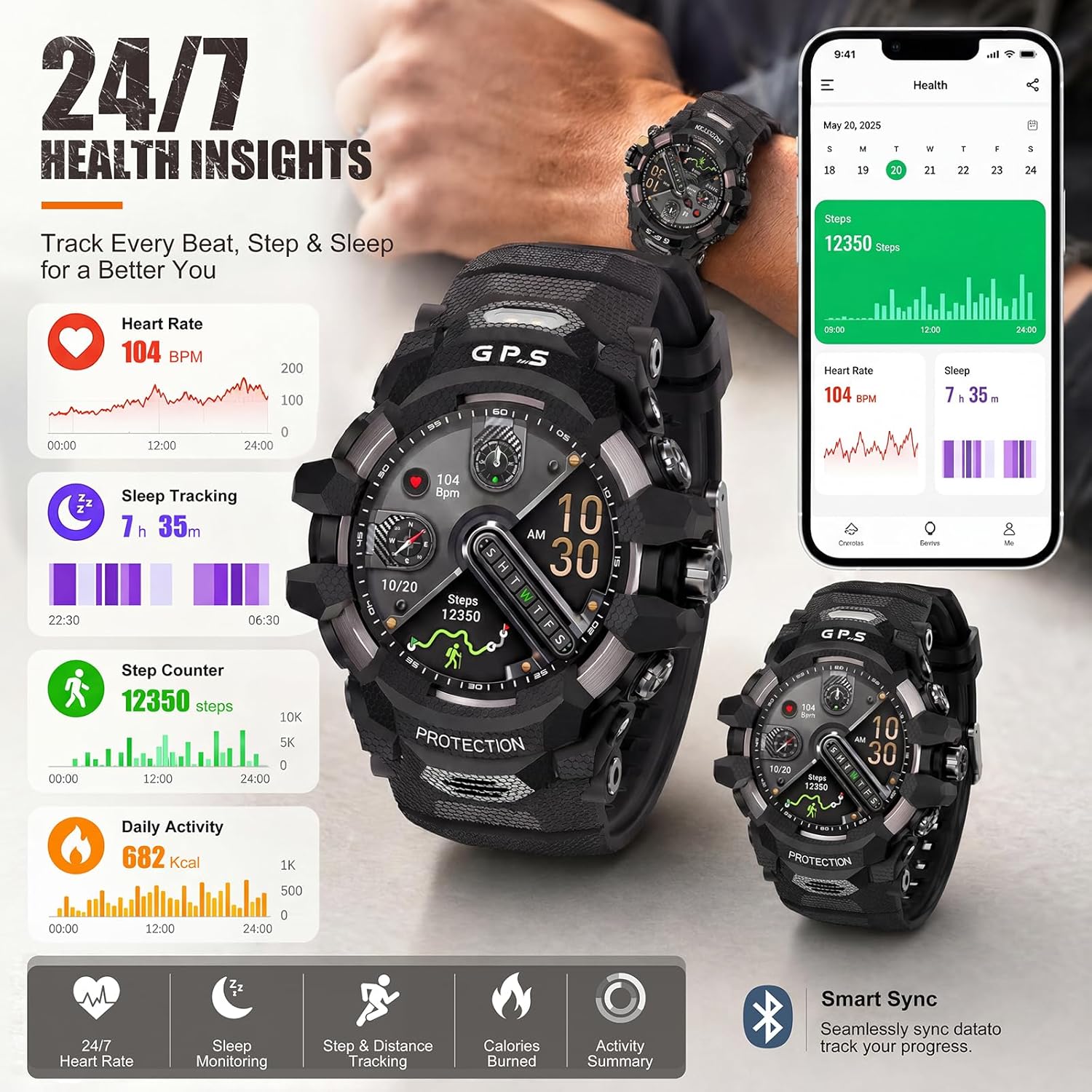 GPS Smart Watch AI Q&A Local Music Playback