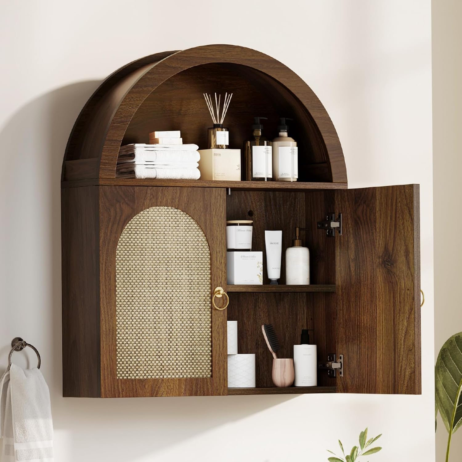 Arched Bathroom Wall Cabinet Walnut