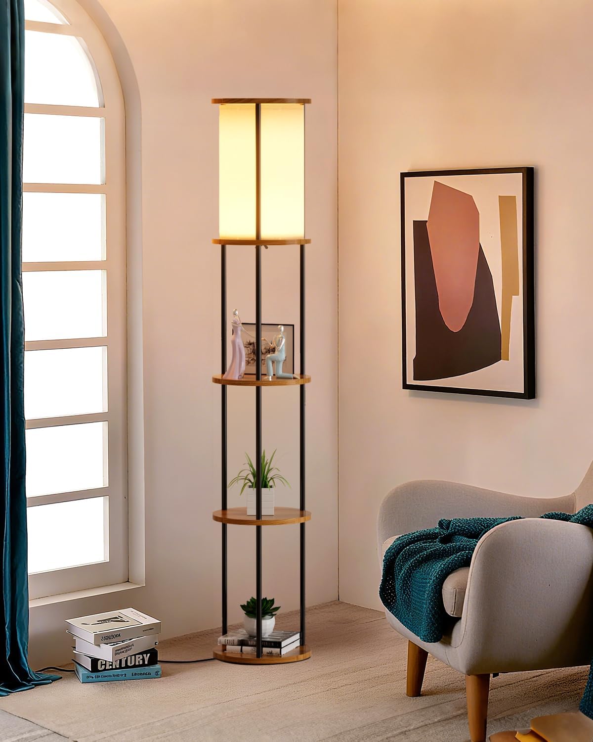 Floor Lamp with 3 Shelves,61" Tall - Includes Bulbs
