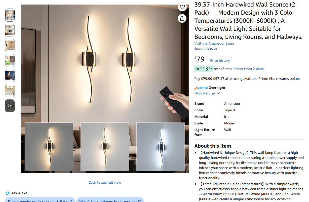 Modern Wall Sconce (2-Pack)