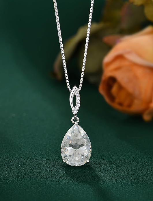 4CT Moissanite Necklace for Women 925 Sterling Silver D Color VVS1 Moissanite Pendant