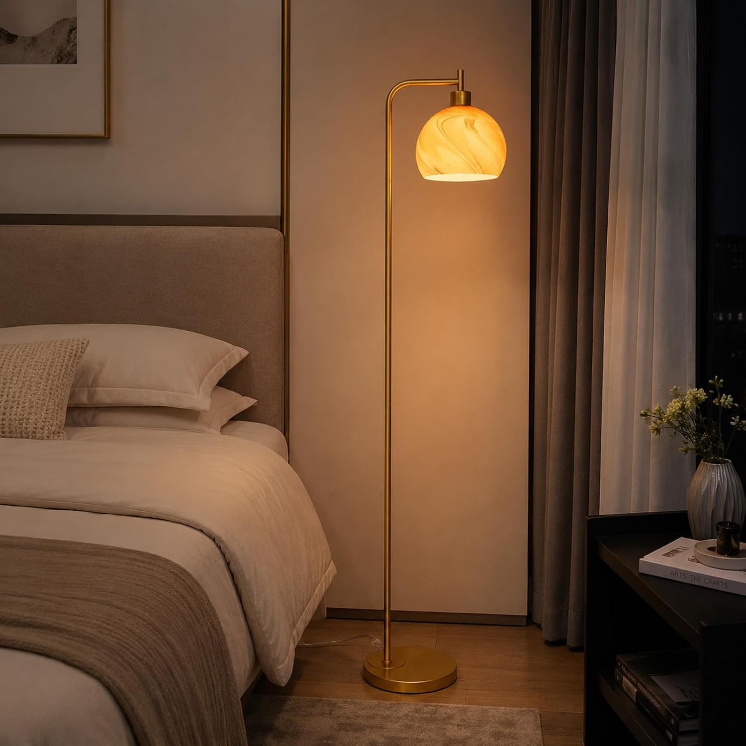 Soft Glow Art Deco Glass Floor Lamp