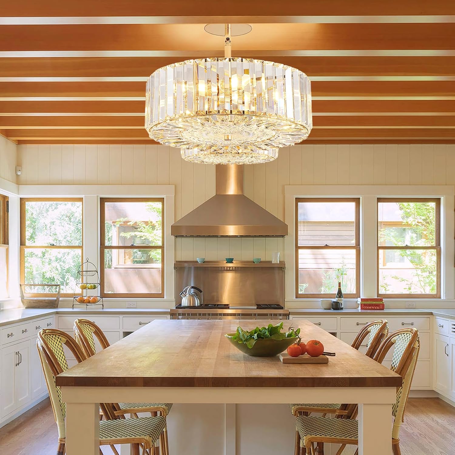 Modern Gold Crystal Chandelier,4-Light