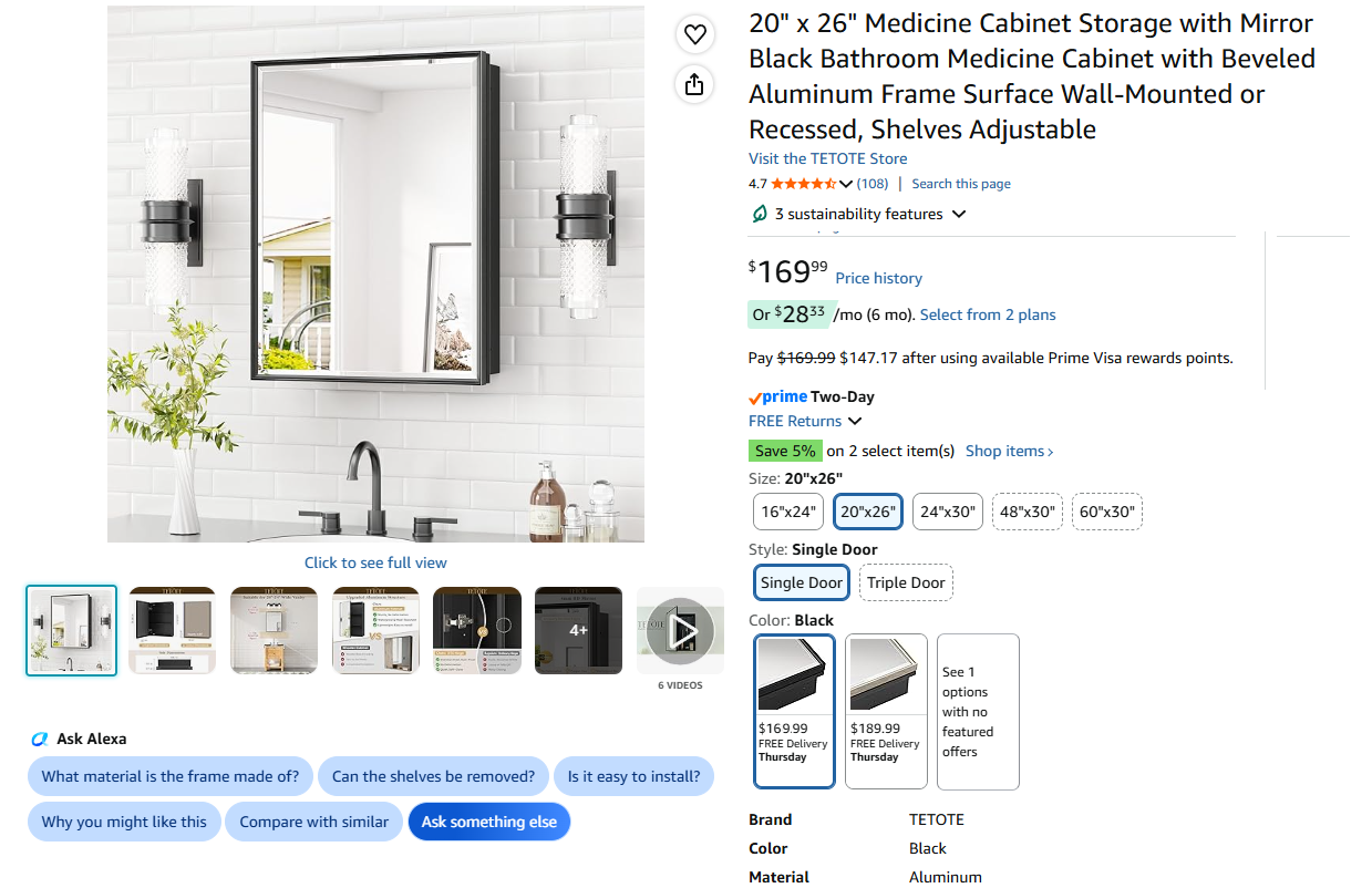Medicine Cabinet Storage with Mirro